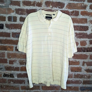 Greg Norman XL Light Yellow w/ Dotted Stripes‎ Golf Polo Shirt
